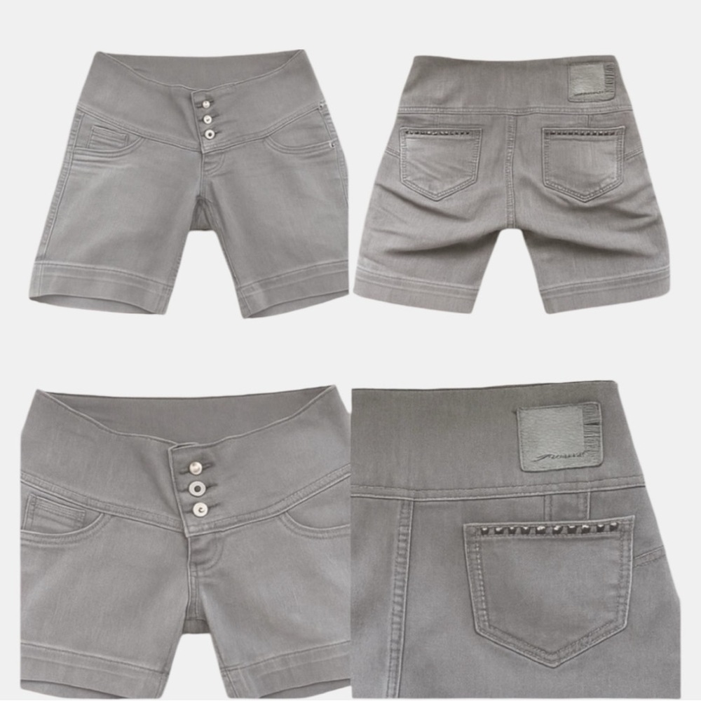 🔥 SAWARY Brazilian Shaping Denim Shorts High-Rise Sculpting Fit – Gray Estimated